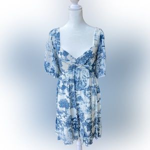 Gianni Bini Mini Dress Bubble Sleeve Smocked Back - Size 10